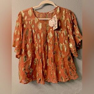 Gold and Peach Women's Top